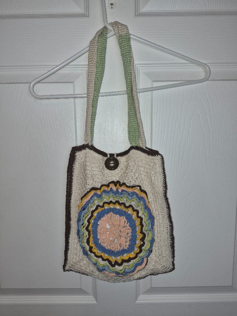 Handmade Crocheted tote bag.